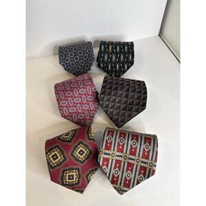 Lot of 6 Vintage Ties Silk Kuppenheimer JSA Bank Jacobs Roberts Geometric Mixed